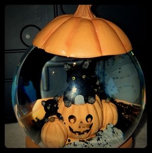 3 black kittens musical snowglobe